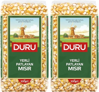 Duru Yerli Patlayan Mısır 500g –%99 Patlama Oranı, Yüksek Lif İçeriği, GDO İçermez 2li paket