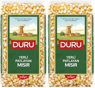 Duru Yerli Patlayan Mısır 500g –%99 Patlama Oranı, Yüksek Lif İçeriği, GDO İçermez 2li paket
