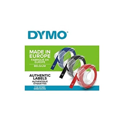 Dymo 3D Plastik Kabartma Şerit (9 mm x 3 mt), 3lü Paket, Siyah/Kırmızı/Mavi - S0847750