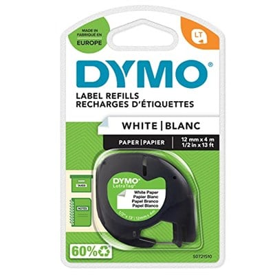 DYMO LetraTag Kağıt Şerit (12mm x 4 mt), Beyaz (59421)