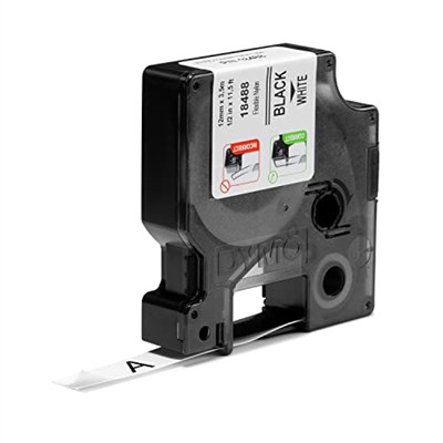 DYMO Rhino Band endüstri Nylonetiketten, 24 mm x 3,5 m, siyah/beyaz 12 mm x 3,5 m