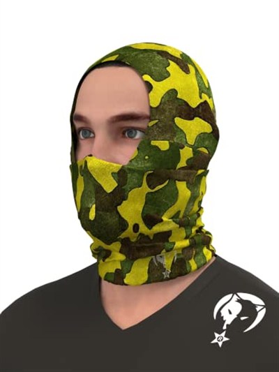 e taktik Extreme Sarı Kamuflaj Desenli Boyunluk Buff Bandana Saç Bandı Balaclava Yüz Maskesi