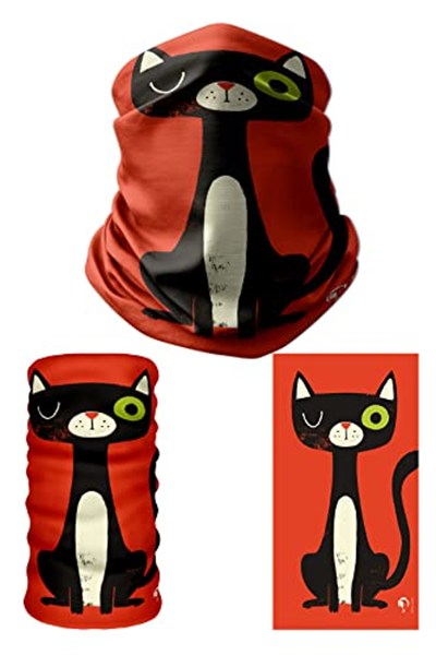e taktik Multifunctional Black Cat Seamless Knitting UV+ Neckerwear Face Mask Headband Bandana Do Rag Hairband