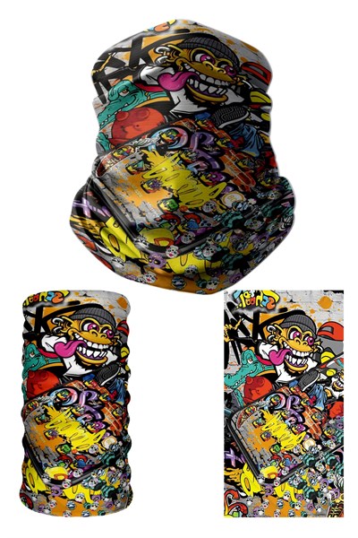 e taktik Multifunctional Crazy Graffiti Seamless Knitting UV+ Neckerwear Face Mask Headband Bandana Do Rag Hairband