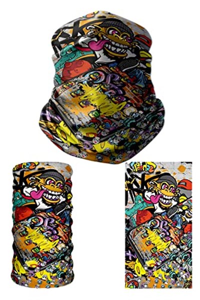 e taktik Multifunctional Crazy Graffiti Seamless Knitting UV+ Neckerwear Face Mask Headband Bandana Do Rag Hairband