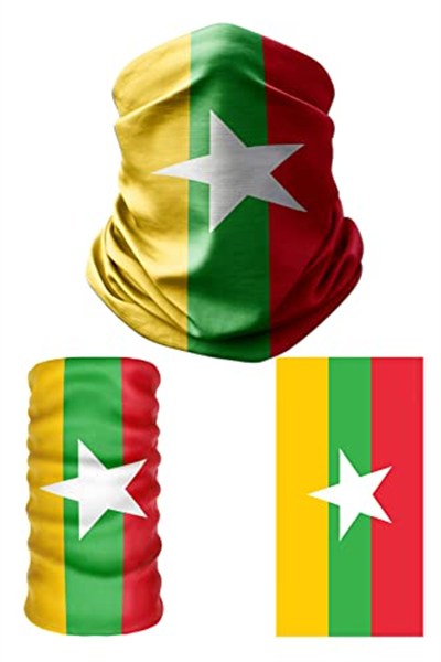 e taktik Multifunctional Flag of Myanma Seamless UV+Face Mask Headband Bandana Do Rag Hairband