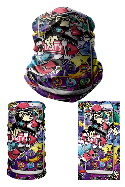e taktik Multifunctional Graffiti Phone and Monkey Seamless Knitting UV+ Neckerwear Face Mask Headband Bandana Do Rag Hairband