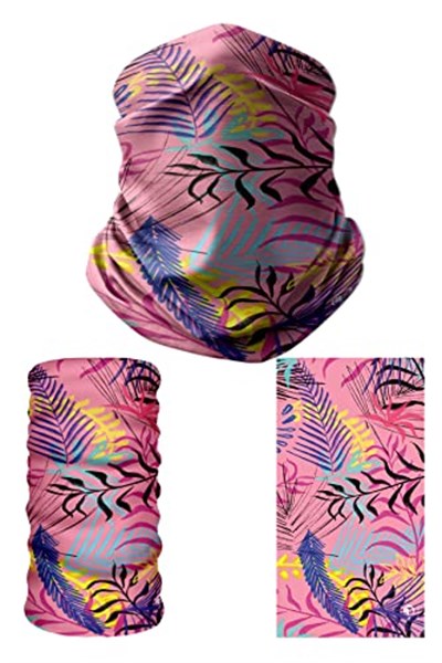 e taktik Multifunctional Pink Leaves Seamless Knitting UV+ Neckerwear Face Mask Headband Bandana Do Rag Hairband