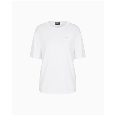 EA7 Kadın Bisiklet Yaka T-Shirt, Beyaz, M Beden