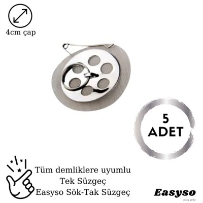 Easyso Çay Süzgeci 5li Paket Her Demliğe Uyumlu Desire Plus Paslanmaz Çelik Çaydanlık Süzgeci