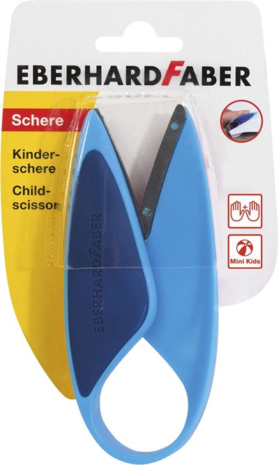 Eberhard Faber 579951 – Mini Kids çocuk makası, mavi, solaklar ve sağ elini kullananlar için uygundur, kesme ve el işi için idealdir