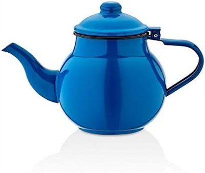 Ebru Emaye Demlik Çinko Eski Tip Mavi Üst Çay Demliği 1.5 lt No:15