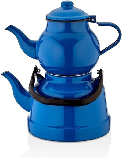 Ebru Emaye Mavi Çinko Çaydanlık Takımı (Jumbo Boy 1. 5Lt/4.2Lt)