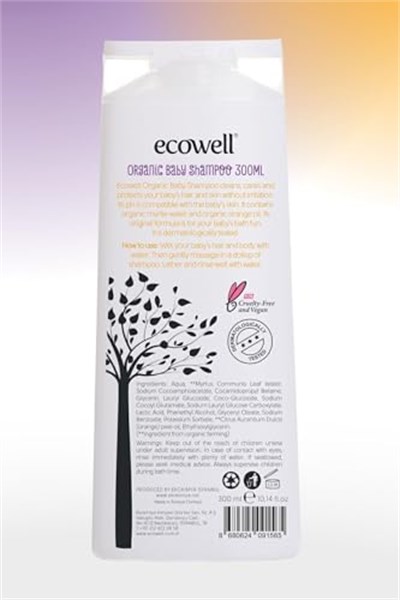 ECOWELL Bebek Saç & Vücut Şampuanı Set, Organik & Vegan Sertifikalı, Parabensiz Doğal Konak Önleyici 2x300ml