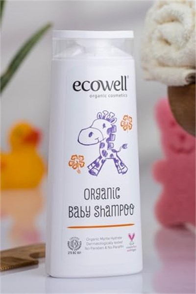 ECOWELL Bebek Saç & Vücut Şampuanı Set, Organik & Vegan Sertifikalı, Parabensiz Doğal Konak Önleyici 2x300ml