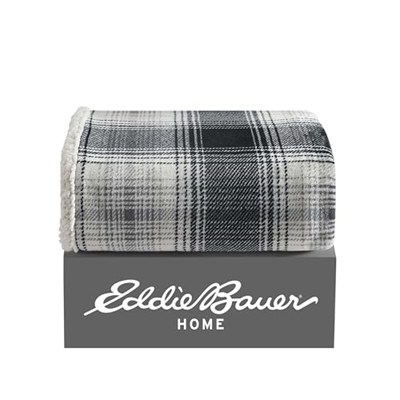 Eddie Bauer - Örtü, ters çevrilebilir Sherpa polar nevresim takımı, tüm mevsimler için ev dekorasyonu (Vail Plaid, örtü)