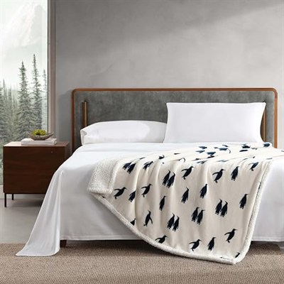 Eddie Bauer Sherpa polardan ultra pelüş örtü, yumuşak ve rahat, yatak veya kanepe için mükemmel, imparator pengueni