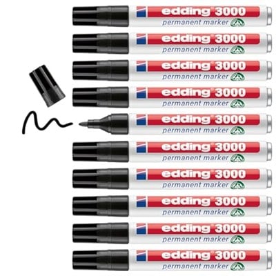 edding 3000 permanent markör siyahı - 10 kalem - 1,5-3 mm yuvarlak uç