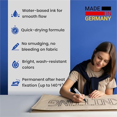 edding 4500 tekstil kalemi - siyah, kırmızı, mavi, yeşil, sarı - 5 adet. - 2-3 mm yuvarlak uç