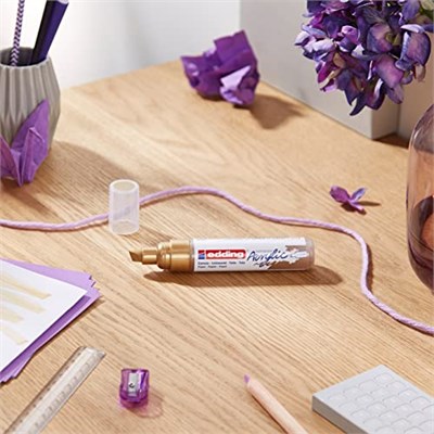 edding 5000 akrilik markör geniş - altın - 1 su geçirmez akrilik markör - kesik ucu 5-10 mm