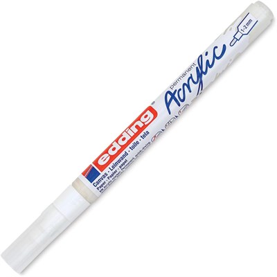 edding 5300 akrilik markör ince - beyaz - 1 su geçirmez akrilik markör - ince yuvarlak uçlu 1-2 mm