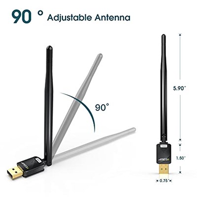 EDUP PC için USB WiFi adaptörü, masaüstü dongle High Gain 6dBi anten desteği, masaüstü dizüstü bilgisayar desteği, Windows 10/8/7/XP/Vista, MAC 10.6-10.11 ile uyumlu