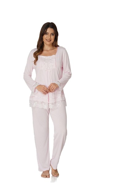Effort Ekru Hamile Lohusa Pamuklu Uzun Kollu Pijama Takımı
