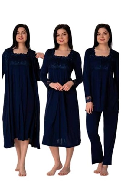 Effort Hamile Çarşı 2405 Ekru Lohusa Hamile Gecelik Sabahlık Pijama Set