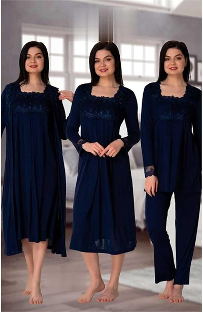 Effort Hamile Çarşı 2405 Ekru Lohusa Hamile Gecelik Sabahlık Pijama Set