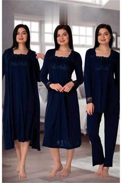 Effort Hamile Çarşı 2405 Ekru Lohusa Hamile Gecelik Sabahlık Pijama Set