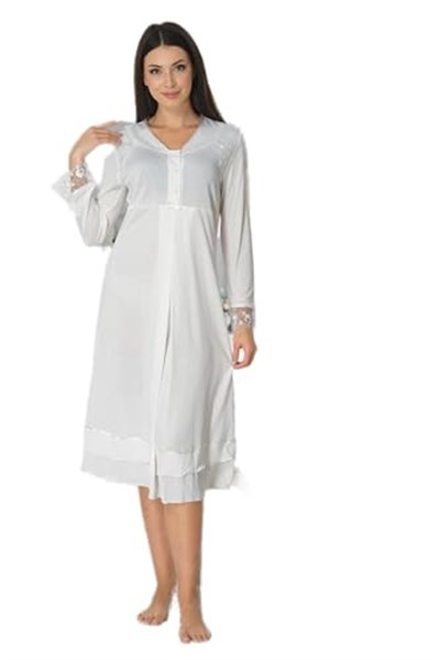 Effort Kadın Ekru Dantelli Hamile Lohusa Gecelik