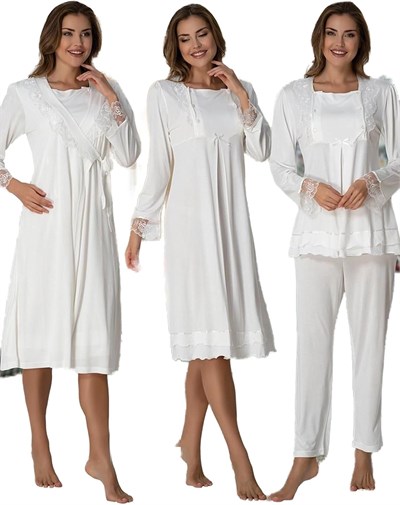 Effort Kadın Ekru Hamile Lohusa Sabahlıklı Gecelik Ve Pijama Takım, 2XL, EF2020EFR-19804IGP266100