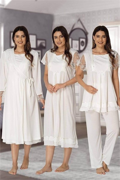 Effort Kadın Ekru Hamile Lohusa Sabahlıklı Gecelik Ve Pijama Takım, XL, EF2050EFT-19804IGP265608