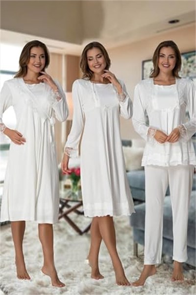 Effort Kadın Ekru Hamile Lohusa Sabahlıklı Gecelik Ve Pijama Takım, XL, EF2020EFR-19804IGP266101
