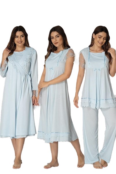 Effort Kadın Mavi Hamile Lohusa Sabahlıklı Gecelik Ve Pijama Takım, XL, EF2050EFT-19804IGP265611
