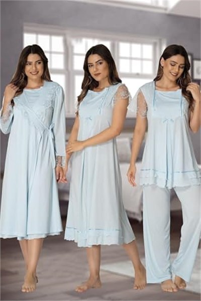 Effort Kadın Mavi Hamile Lohusa Sabahlıklı Gecelik Ve Pijama Takım, M, EF2050EFT-19804IGP265774