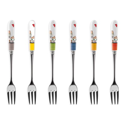 Egan Italy 6lı Karışık Renk Tatlı Çatalı Seti