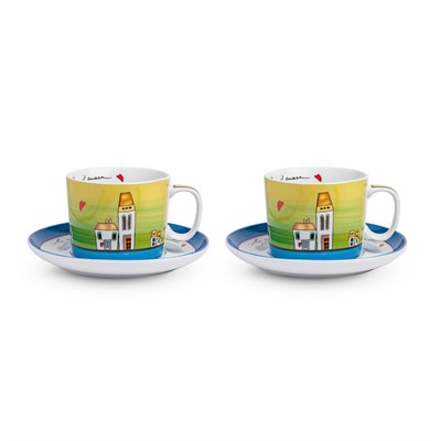 Egan Italy Le Casette 2li Çay Fincanı Seti Mavi