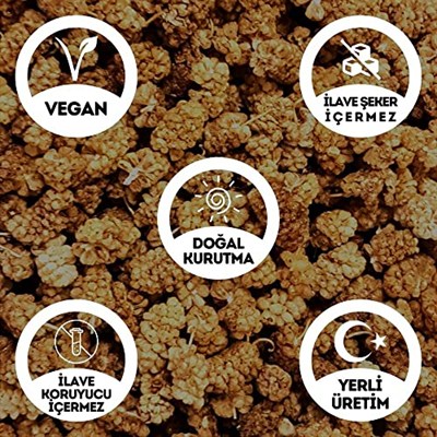 EGEYE DÖNÜŞ Şekersiz Dut Meyvesi Kurusu - 200 Gr. (Doğal Kurutulmuş - Kuruyemiş - Katkı Koruyucu İçermez)
