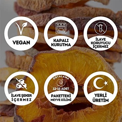 EGEYE DÖNÜŞ Şekersiz Şeftali Meyvesi Kurusu Cipsi - 50 Gr. (Yüksek Aroma - Kokteyl Meyvesi - Katkı Koruyucu İçermez)