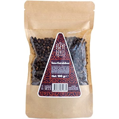 EGEYE DÖNÜŞ Tane Karabiber (Elenmiş Kara Biber Tane Baharat) - 100 Gr. (1. Kalite)