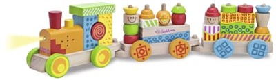 Eichhorn 195029 100002236 ışık ve ses fonksiyonlu renkli tren, 28 eğitici blok, 31 parça, uzunluk 59 cm, piller dahil, huş ağacı