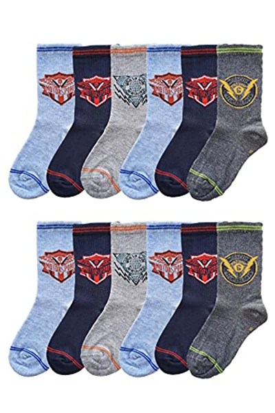 Ekinoks Erkek Çocuk Figürlü Soket Çorap 12 li Paket Asorti Karışık 5-6 yaş