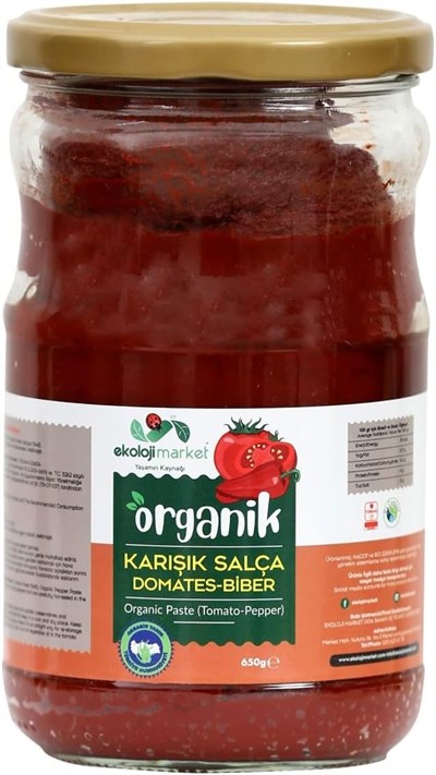 Ekoloji Market Organik Domates-Biber Karışık Salça 650 gr