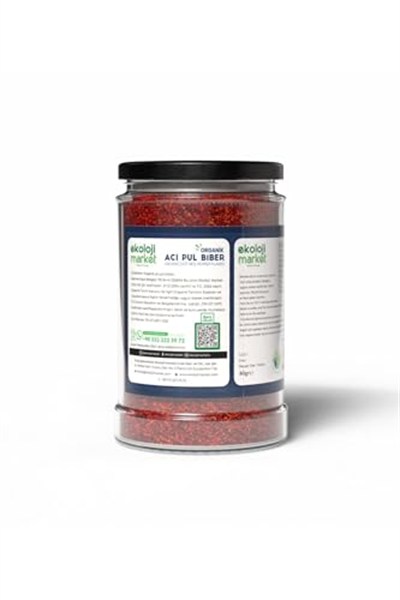 Ekoloji Market Organik Glutensiz Kavanoz Pul Biber Acı 80 gr
