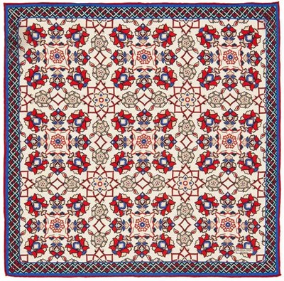 Ekru Kırmızı Motif Desen Mendil