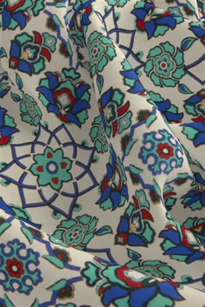 Ekru Yeşil Motif Desen Mendil