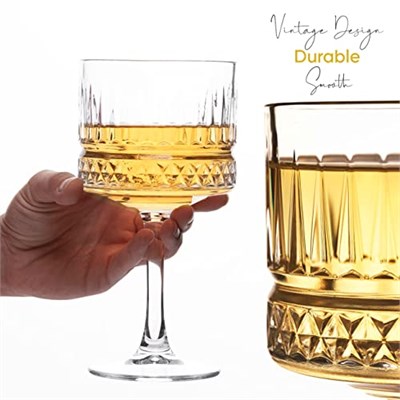Ekstra büyük cam bardak, Vintage Coupe bardakları, büyük kare şarap bardakları. Kokteyl, şampanya, margarita, bira bardakları. Uzun saplı 2 bardaktan oluşan set (500 ml)