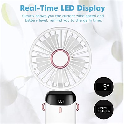 El Fanı, Taşınabilir Mini Fan, Şarj Edilebilir, 5 Hız Ayarlı Küçük Cep Fanı, Dahili 4200mAh Pil, Ofis için Katlanabilir USB Fan, Dış Mekan