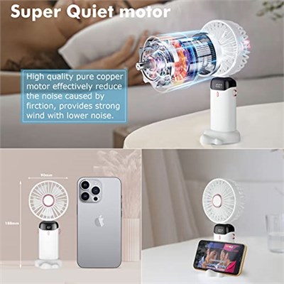 El Fanı, Taşınabilir Mini Fan, Şarj Edilebilir, 5 Hız Ayarlı Küçük Cep Fanı, Dahili 4200mAh Pil, Ofis için Katlanabilir USB Fan, Dış Mekan